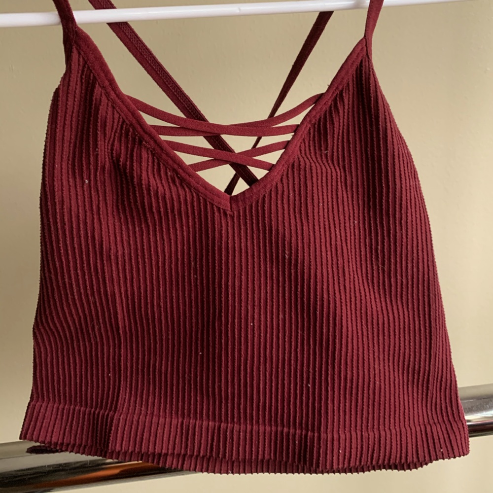 ribbed spaghetti strap crop
